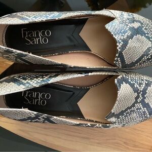 Franco Sarto Blue and Gray Snake Print Loafers